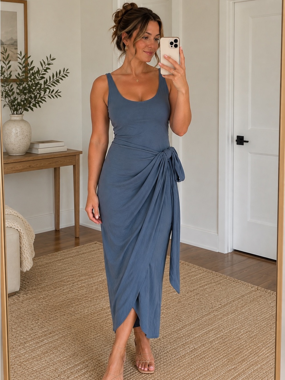 Aritzia Wilfred Saturn Midi Dress – Size Large — Storm/Slate Blue